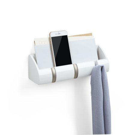 UMBRA Стенен органайзер с 3 бр. закачалки “CUBBY MINI“ - цвят бял