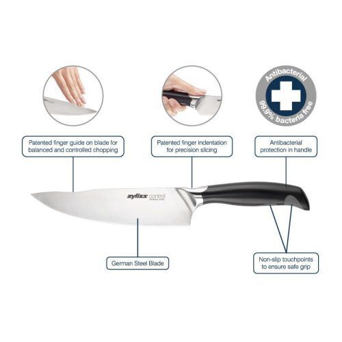 <br /><hr><br /><p>Всички ножове са изработени от висококачествена немска неръждаема стомана, която осигурява перфектни резултати при рязане. <br />Ножовете от серия <strong>ZYLISS CONTROL</strong> са проектирани така, че да отговарят на различните стилове на рязане - стандартно нарязване или нарязване чрез люлеене с две ръце. <br />Специално проектираната зона на върха на острието е предназначена за лесно и контролирано "люлеене" при рязане с две ръце, а другата зона / при дръжката / подсигурява комфорт на палеца / показалеца при рязане.</p><p><img src="{{media url="/rock_1_.png"}}" alt="" width="300" />  <img src="{{media url="/10557.jpg"}}" alt="" width="300" /></p><p> <img src="{{media url="/grip.png"}}" alt="" width="300" /></p><p>Дръжката е с антибактериална защита, с ергономична форма и специални антиплъзгащи зони.<br /> <img src="{{media url="/10554.jpg"}}" alt="" width="300" />                 <object width="600" height="350" data="https://www.youtube.com/v/B0eW85yClRw&t" type="application/x-shockwave-flash"><param name="data" value="https://www.youtube.com/v/B0eW85yClRw&t" /><param name="src" value="https://www.youtube.com/v/B0eW85yClRw&t" /></object></p><p><object width="600" height="350" data="https://www.youtube.com/v/s6QkpIj84l4" type="application/x-shockwave-flash"><param name="data" value="https://www.youtube.com/v/s6QkpIj84l4" /><param name="src" value="https://www.youtube.com/v/s6QkpIj84l4" /></object></p>