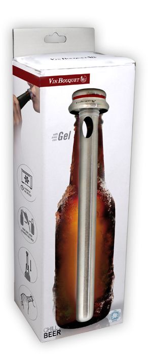 <br /><hr><br /><p><em><strong><span style="font-size: small;">Охлаждащ стик бирени бутилки "CHILL BEER" </span><br /></strong></em>• Размери на опаковката: 26 см/9 см/4.5 см.<br />• Тегло: 0,088 кг.<br />• Материал: неръждаема стомана / гел<br />• В опаковка - 1бр охладител<br />Производител:<strong> Vin Bouquet, Испания</strong></p><br />Марка: Vin Bouquet <br />Модел: VB FIE 020<br />Доставка: 2-4 работни дни<br />Гаранция: 2 години