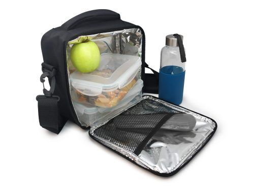 Vin Bouquet/Nerthus Термоизолираща чанта за храна с 2 джоба - черен цвят