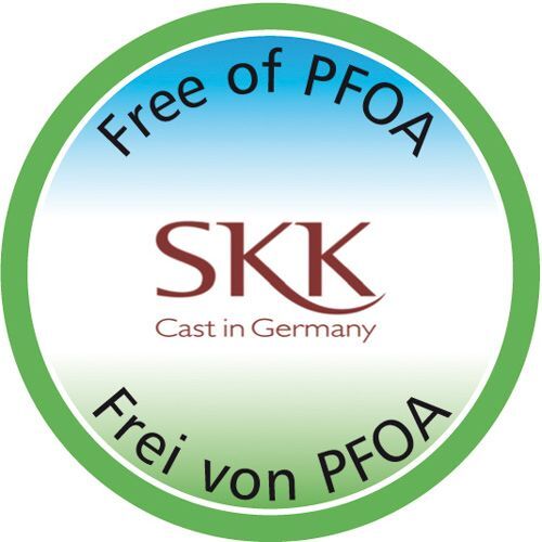 <br /><hr><br /><p><span style="font-size: small;">Вече повече от 30 г. <strong>SKK, Германия</strong> произвежда съдове за готвене ,които непрекъснато надвишават очакванията на нашите клиенти. В производството на SKK се използват само безвредни алуминиеви сплави(без разтворими и тежки метали) сертифицирани по ISO 9000, които са без съдържание на никел и гарантират здравословно приготвяне на храната.</span></p><p><span style="font-size: small;">Съдовете на SKK са с покритие, което:</span></p><p><span style="font-size: medium;">- <strong>Е НАПЪЛНО БЕЗВРЕДНО </strong>!!!</span></p><p><span style="font-size: medium;">- <strong>БЕЗ PFOA / перфлуороктанова-киселина /</strong></span></p><p><span style="font-size: medium;"><strong>                                </strong></span><img src="{{media url="/FreeofPFOA.jpg"}}" alt="" width="70" /><span style="font-size: medium;"><strong>  </strong></span><strong style="font-size: medium;">                               </strong></p><p><span style="font-size: small;"><span style="color: #3366ff;">Titan Durit Resist Non-Stick </span>е незалепващо покритие на титаниева основа.</span></p><p><span style="font-size: small;">Съдовете от тази серия имат нанесен допълнителен слой <strong>феромагнитен</strong> материал и могат да се използват и с индукционни котлони плотове,запазвайки всички предимства на утвърдените вече пърно лети съдове <strong>SKK<br /></strong>Съдовете от тази серия се характеризират с:</span></p><p><span style="font-size: small; color: #99cc00;">-до 90% по-висока ефективност при загряване:</span></p><p><span style="font-size: small; color: #99cc00;">-до 50% спестяване на енергия:</span></p><p><span style="font-size: small; color: #99cc00;">-до 30% скъсяване на времето за готвене</span></p><p><span style="font-size: small;"><span style="color: #99cc00;">-</span><span style="color: #ff0000;"><em><span style="color: #99cc00;">оптимално разпределение на топлинната енергия,чак до горния<span style="white-space: pre;"> ръб; </span></span></em></span></span></p><p><span style="font-size: small; color: #99cc00;"><em>-изключителна устойчивост на надраскване и износване; </em></span></p><p><span style="font-size: small; color: #99cc00;"><em>-абсолютна равнинност на дъното при високи температури; </em></span></p><p><span style="font-size: small; color: #99cc00;"><em>-позволява готвене с малко мазнина; </em></span></p><p><span style="font-size: small; color: #99cc00;"><em>-лесно почистване - благодарение на незалепващата повърхност;</em></span></p><p><span style="font-size: small; color: #99cc00;"><em>-препоръчва се и за хора алергични към метали</em></span></p><p><span style="font-size: small;">Дъното е с дебелина  от 8 до 12 мм, което го предпазва от деформации при много високи температури.</span></p><p><span style="font-size: small;">Термоустойчивите и топлоизолирани дръжки гарантират безопасна и лесна работа.Дръжките са от висококачествен бакелитов материал и могат безпроблемно да се ползват във фурната до 260°C</span></p><p><span style="font-size: small;">Готвенете в летите <strong>SKK</strong> съдове отговаря като вкусови качества на готвенето в дебелостенни глинени и керамични съдове, с които в древни времена са готвели нашите прародители. </span></p><p><span style="font-size: small;">Уникалният вкус и бързото приготвяне ще Ви донесат истинско удоволствие!</span></p>