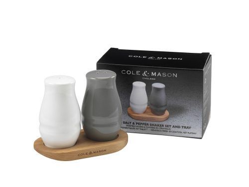 <br /><hr><br />COLE & MASON Комплект за сол и пипер с дървена поставка