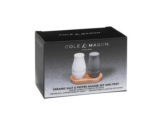 <br /><hr><br />COLE & MASON Комплект за сол и пипер с дървена поставка
