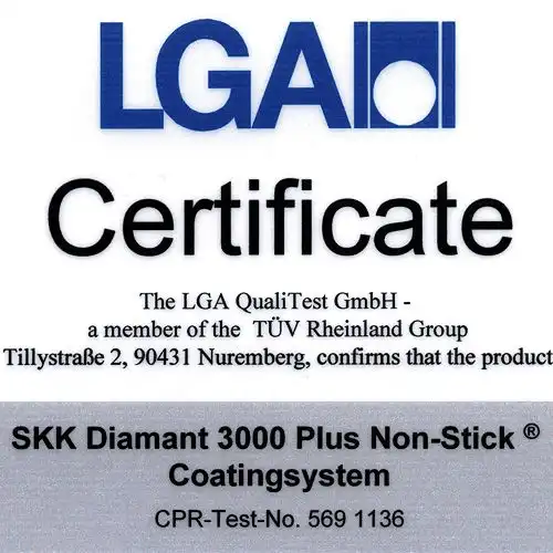 <br /><hr><br /><p><span style="font-size: medium;">Вече повече от 30 г. <strong>SKK, Германия</strong> произвежда съдове за готвене ,които непрекъснато надвишават очакванията на нашите клиенти. В производството на SKK се използват само безвредни алуминиеви сплави(без разтворими и тежки метали) сертифицирани по ISO 9000, които са без съдържание на никел и гарантират здравословно приготвяне на храната.</span></p><p><span style="font-size: medium;">Съдовете на SKK са с покритие, което:</span></p><p><span style="font-size: medium;">- <strong>Е НАПЪЛНО БЕЗВРЕДНО </strong>!!!</span></p><p><span style="font-size: medium;">- <strong>БЕЗ PFOA / перфлуороктанова-киселина /</strong></span></p><p><span style="font-size: medium;"><strong>                                </strong></span><img src="{{media url="/FreeofPFOA.jpg"}}" alt="" width="70" /><span style="font-size: medium;"><strong>  </strong></span><strong style="font-size: medium;">                               </strong></p><p><span style="font-size: medium;"><span style="color: #3366ff;">Titanium 2000 Plus Non-Stick </span>е незалепващо покритие на титаниева основа.<strong><br /></strong></span><span style="font-size: medium;">Съдовете от тази серия се характеризират с:</span><span style="font-size: medium;"><strong><br /></strong></span></p><p><span style="font-size: medium;"><span style="color: #99cc00;">-</span><span style="color: #ff0000;"><em><span style="color: #99cc00;">оптимално разпределение на топлинната енергия,чак до горния<span style="white-space: pre;"> ръб; </span></span></em></span></span></p><p><span style="font-size: medium; color: #99cc00;"><em>-изключителна устойчивост на надраскване и износване; </em></span></p><p><span style="font-size: medium; color: #99cc00;"><em>-абсолютна равнинност на дъното при високи температури; </em></span></p><p><span style="font-size: medium; color: #99cc00;"><em>-позволява готвене с малко мазнина; </em></span></p><p><span style="font-size: medium; color: #99cc00;"><em>-лесно почистване - благодарение на незалепващата повърхност;</em></span></p><p><span style="font-size: medium; color: #99cc00;"><em>-препоръчва се и за хора алергични към метали</em></span></p><p><span style="font-size: medium;">Дъното е с дебелина  от 8 до 12 мм, което го предпазва от деформации при много високи температури.</span></p><p><span style="font-size: medium;">Термоустойчивите и топлоизолирани дръжки гарантират безопасна и лесна работа.Дръжките са от висококачествен бакелитов материал и могат безпроблемно да се ползват във фурната до 260°C</span></p><p><span style="font-size: medium;">Готвенете в летите <strong>SKK</strong> съдове отговаря като вкусови качества на готвенето в дебелостенни глинени и керамични съдове, с които в древни времена са готвели нашите прародители. </span></p><p><span style="font-size: medium;">Уникалният вкус и бързото приготвяне ще Ви донесат истинско удоволствие!</span></p>