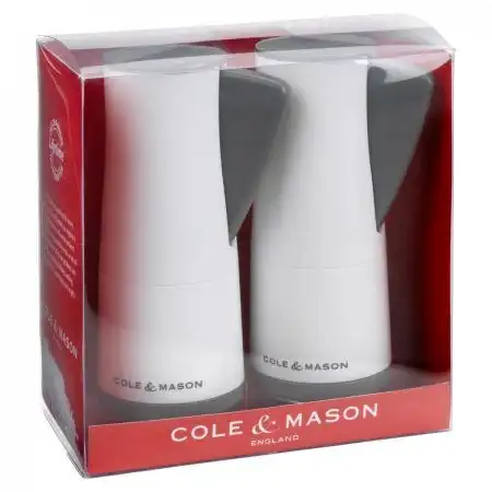 <br /><hr><br /><p><strong><span style="font-size: small;">COLE & MASON Комплект мелнички за сол пипер “OXLEY“</span><br /></strong>• <strong>Височина:</strong> 14,5 см.<br />• <strong>Материал:</strong> акрил, стомана, керамика<br />• <strong>Цвят:</strong> бял<br /><strong>• Механизъм на мелницата за сол: </strong>керамичен<strong><br /> • Механизъм на мелницата за черен пипер: </strong>закалена въглеродна стомана<br />• <strong><span style="color: #ff0000; font-size: small;">Да не се мокри с вода!</span><br /></strong>•<span style="color: #ff0000; font-size: small;"> <strong>Не използвайте мелничките за различни от <span style="text-decoration: underline;">каменна сол и черен пипер</span> продукти!!! <br /></strong></span><span style="font-size: small;"><strong>Производител: Cole&Mason / Англия</strong></span></p><br />Марка: COLE & MASON <br />Модел: Cole & Mason H 301368<br />Доставка: 2-4 работни дни<br />Гаранция: 2 години