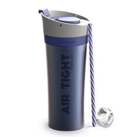 ASOBU Двустенна термо чаша "FRESH N GO" с вакуумна изолация и система AIR PUMP - 500 мл - цвят син