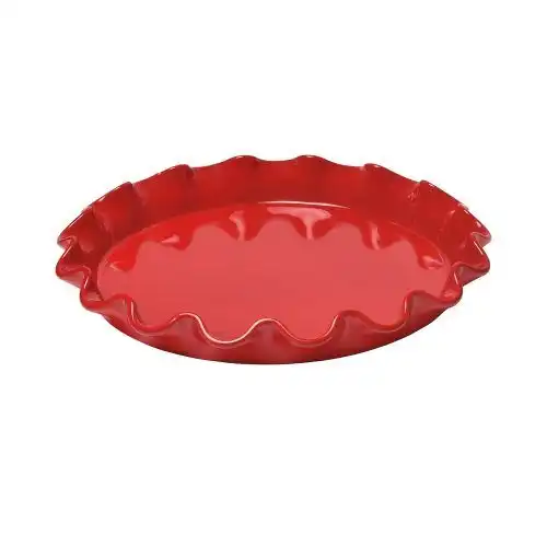 EMILE HENRY Керамична форма за тарт "RUFFLED TART DISH" - Ø 33 см - цвят червен
