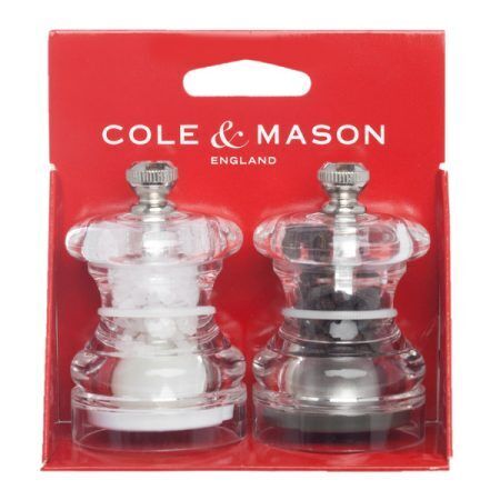 <p><span style="font-size: small;"><strong>COLE&MASON Комплект мелнички за сол и пипер “BUTTON“ - 6,5 см.</strong></span></p>
<p><span>• </span><strong>Височина:</strong><span> 6,5 см.</span><br /><span>• </span><strong>Материал:</strong><span> акрил, стомана, керамика</span><br /><span>• </span><strong>Цвят:</strong><span> хром</span><br /><strong>• Механизъм на мелницата за сол: </strong><span>керамичен</span><strong><br />• Механизъм на мелницата за черен пипер: </strong><span>закалена въглеродна стомана</span><strong><br /></strong><span style="color: #ff0000;">• <strong>Да не се мокри с вода!<br /></strong>•</span><span> <strong><span style="color: #ff0000;">Не използвайте мелничките за различни от каменна сол и черен пипер продукти!!! </span><br /></strong></span><span><strong>Производител: Cole&Mason / Англия</strong></span><br /><br /></p><br />Марка: COLE & MASON <br />Модел: Cole & Mason H 302418<br />Доставка: 2-4 работни дни<br />Гаранция: 2 години