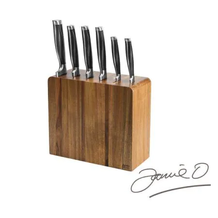JAMIE OLIVER Комплект от 6 броя ножове в блок от акация