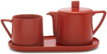 BREDEMEIJER Керамичен сет за чай "LUND" - 3 части -  цвят червен