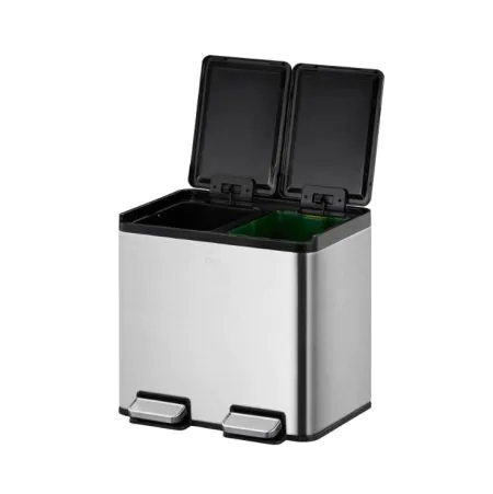 <p><strong><strong>EKO EUROPE </strong>Кош за разделно събиране на отпадъци с 2 педала “ESSENTIAL“ - матиран - 2 х 10 л.</strong><br /><span><strong>• Материал:</strong> матирана неръждаема стомана, пластмаса</span><br /><span><strong>• Цвят:</strong> хром / черен</span><br /><span><strong>• Вместимост:</strong> 2 x 10 литра</span><br /><span><strong>• Размери:</strong> 33.8<span> х 40.3 х 37 см.</span></span><br /><strong>• 2 бр. вътрешни пластмасови кофи</strong><br /><strong>• Покритие срещу пръстови отпечатъци</strong><br /><strong>• Безшумно отваряне и затваряне на капака</strong><br /><strong>• 2 бр. педали</strong><br /><strong>• Фиксатор за найлонов чувал / торба</strong><br /><strong>Производител: EKO EUROPE / Холандия</strong></p><br />Марка: EKO-EUROPE <br />Модел: EKO 822920 - Matt s/s<br />Доставка: 2-4 работни дни<br />Гаранция: 2 години