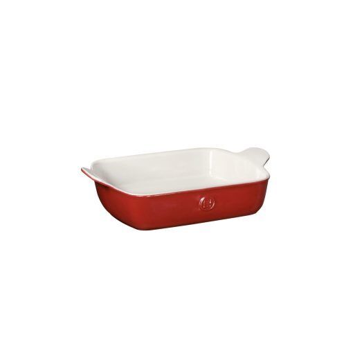 EMILE HENRY Правоъгълна форма за печене "RECTANGULAR DISH FOR 2" - 18 х 26 см - цвят бяло и червено