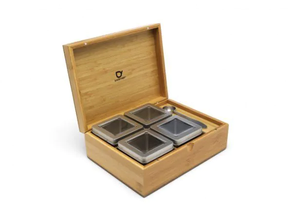 Bredemeijer Бамбукова кутия за чай с 4 канистъра и дозаторна лъжица