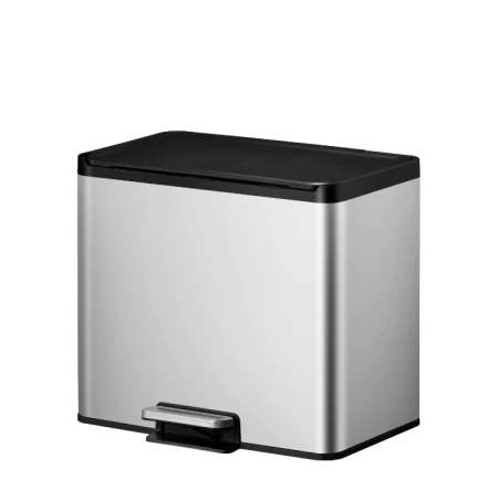 <p><strong>EKO EUROPE Кош за разделно събиране на отпадъци с педал “ESSENTIAL“ - матиран - 20 л. + 9 л.</strong><br /><span><strong>• Материал:</strong> матирана неръждаема стомана, пластмаса</span><br /><span><strong>• Цвят:</strong> инокс/черен</span><br /><span><strong>• Вместимост: </strong>20 + 9 литра</span><br /><span><strong>• Размери: </strong>33.8<span> х 46.2 х 41 см</span></span><br /><strong>• 2 бр. вътрешни пластмасови кофи</strong><br /><strong>• Покритие срещу пръстови отпечатъци</strong><br /><strong>• Безшумно отваряне и затваряне на капака</strong><br /><strong>• 1 бр. педал</strong><br /><strong>• Фиксатор за найлонов чувал / торба</strong><br /><strong>Производител: EKO EUROPE / Холандия</strong></p><br />Марка: EKO-EUROPE <br />Модел: EKO 822829 - Matt s/s<br />Доставка: 2-4 работни дни<br />Гаранция: 2 години