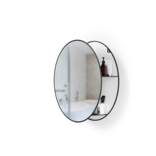 UMBRA Огледало за стенен монтаж с рафтове за аксесоари “CIRKO“ - цвят черен