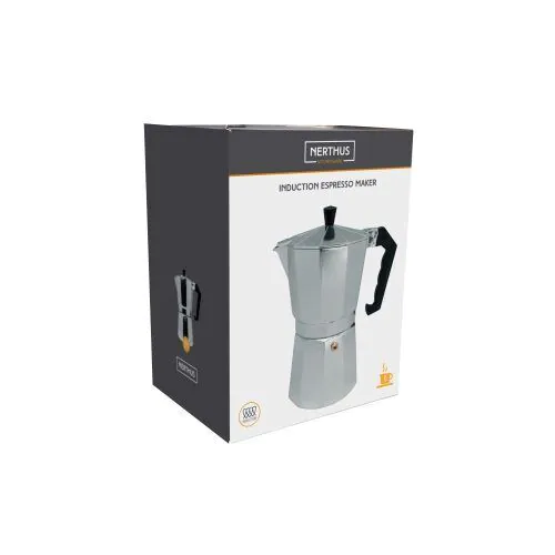 <p><strong>Nerthus Алуминиева индукционна кафеварка за 6 кафета</strong><br /><span>Размери: 16 х 9,5 х 17 см</span><br /><span>Вместимост: 0.270 л.</span><br /><span>Материал: Алуминий<br /></span><span>Подходяща за: газови, електрически, стъклокерамични и индукционни котлони</span><br /><span>Производител:</span><strong> Vin Bouquet, Испания </strong></p><br />Марка: Vin Bouquet <br />Модел: VB FIH 834<br />Доставка: 2-4 работни дни<br />Гаранция: 2 години