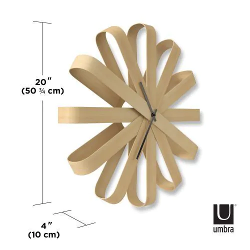<p><span style="font-size: small;"><strong>UMBRA Дървен часовник за стена “RIBBONWOOD“ <br /></strong></span> •<strong> Цвят:</strong> натурално дърво<br /> • <strong>Размери:</strong> 51 х 51 х 10 см (ДхШхВ)<br />• <strong>Размер на опаковката: </strong>54 х 54 х 14 см<br />• <strong>Тегло:</strong> 0,44 кг<br />• <strong>Материал:</strong> дърво <br /> • <strong>Безшумен механизъм </strong><br />• <strong>Захранване: </strong>1 бр батерия АА ( не са включени) <br /><strong>Производител: UMBRA / Канада </strong><br /><em><strong>DESIGN: MICHELLE IVANKOVIC & UMBRA STUDIO</strong></em></p><br />Марка: Umbra HK Limited <br />Модел: UMBRA 118071-390<br />Доставка: 2-4 работни дни<br />Гаранция: 2 години