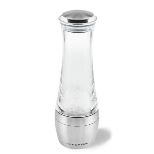 <p><span style="font-size: small;"><strong>COLE&MASON Мелничка за сол “AMESBURY“ - 19 см.</strong></span></p>
<p><span>• </span><strong>Височина:</strong><span> 19 см.</span><br /><span>• </span><strong>Материал:</strong><span> акрил</span><br /><span>• </span><strong>Цвят:</strong><span> прозрачен</span><br /><span>• </span><strong>Механизъм: </strong>керамичен<br /><strong>• Регулируеми настройки на мелене:</strong><span> от едро до фино</span><br /><span>• </span><strong>Пълна (със сол)<br /></strong><span style="color: #ff0000;">• <strong>Да не се мокри с вода!<br /></strong>•</span><span> <strong><span style="color: #ff0000;">Не използвайте мелничката за различни от черен пипер продукти!!! </span><br /></strong></span><strong>Производител: Cole&Mason / Англия</strong><br /><br /></p><br />Марка: COLE & MASON <br />Модел: Cole & Mason H 308792P<br />Доставка: 2-4 работни дни<br />Гаранция: 2 години