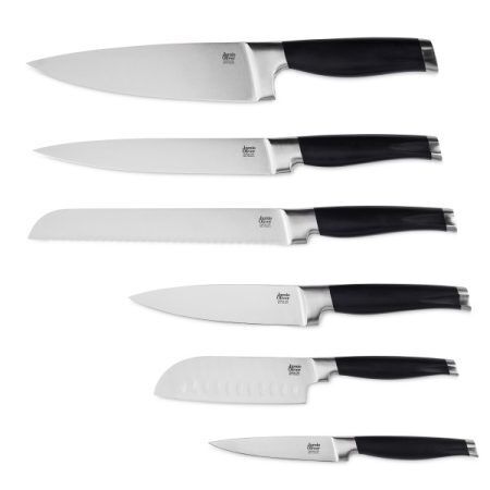 <p><strong>JAMIE OLIVER Комплект от 6 броя ножове в блок от акация</strong><br />• <strong>В комплекта:</strong> <br />– Нож на майстора с дължина на острието: 17,5 см <br />– Универсален нож с дължина на острието: 14 см<br />– Нож за плодове и зеленчуци с дължина на острието: 10 см<br />– Карвинг нож с дължина на острието: 18,5 см<br />– Нож сантоку с дължина на острието: 13 см<br />– Нож за хляб с дължина на острието: 20,5 см<br />• <strong>Дървен блок от акация</strong><br />• <strong>Материал:</strong> висококачествена неръждаема стомана<br />• <strong>Ергономични дръжки</strong><br />• <strong>За да почистите, ръчно измийте с топла сапунена вода и изсушете добре.</strong><br /><strong>Производител: DKB Hausehold / Англия</strong></p><br />Марка: JAMIE OLIVER <br />Модел: JB 7803<br />Доставка: 2-4 работни дни<br />Гаранция: 2 години