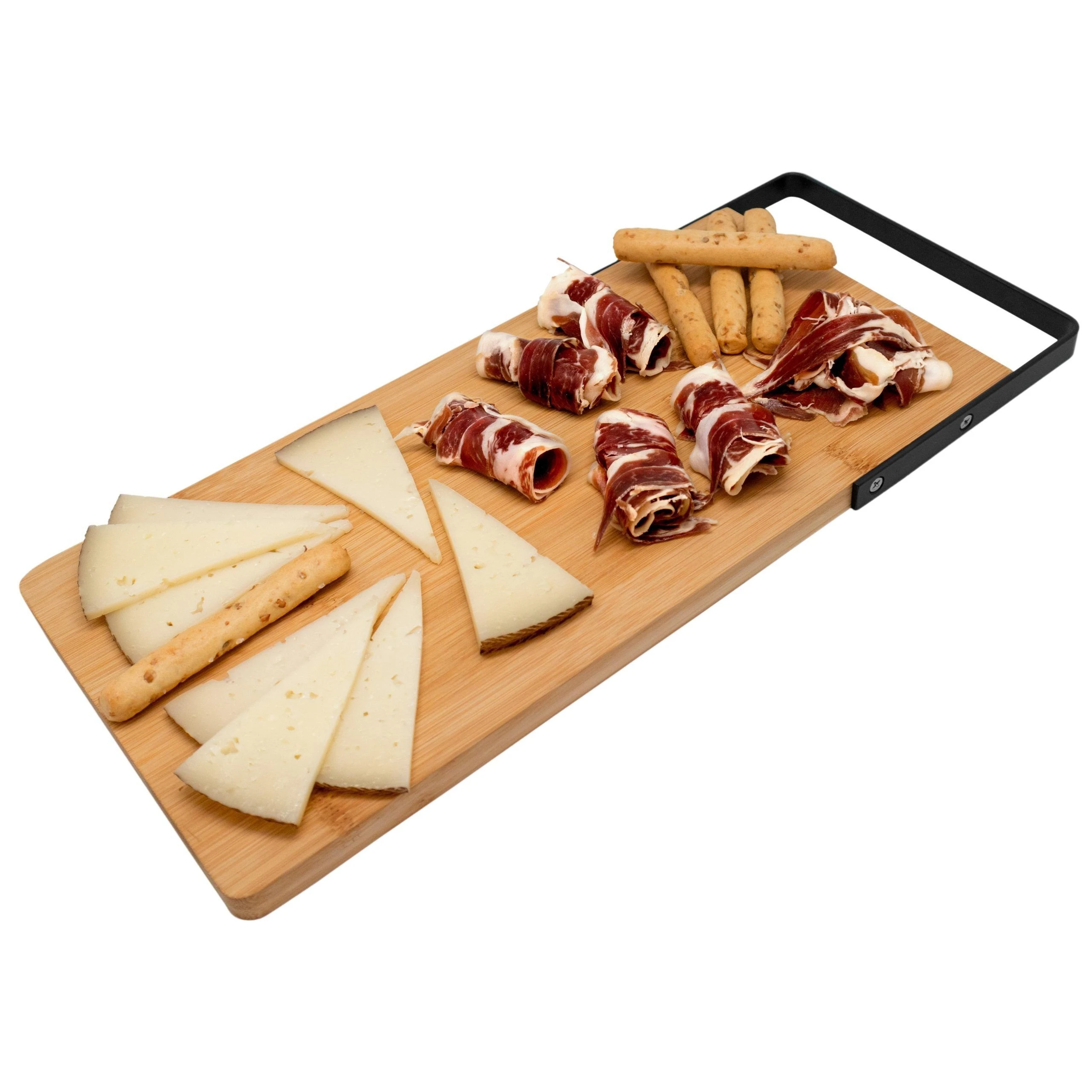 Nerthus Бамбукова дъска за рязане и сервиране с метална дръжка – голяма