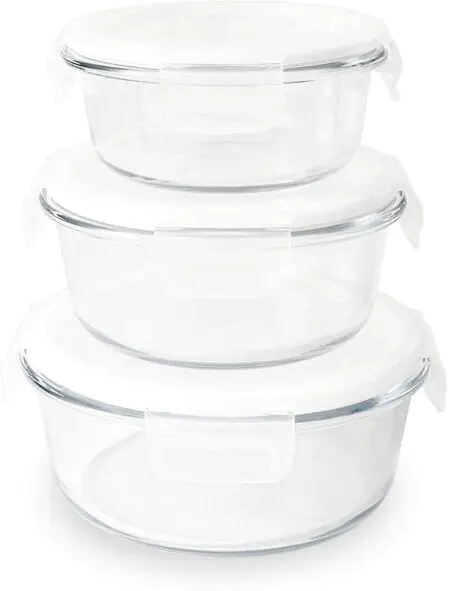 PEBBLY Сет от 3 бр. кръгли стъклени кутии за храна с различни размери - 400