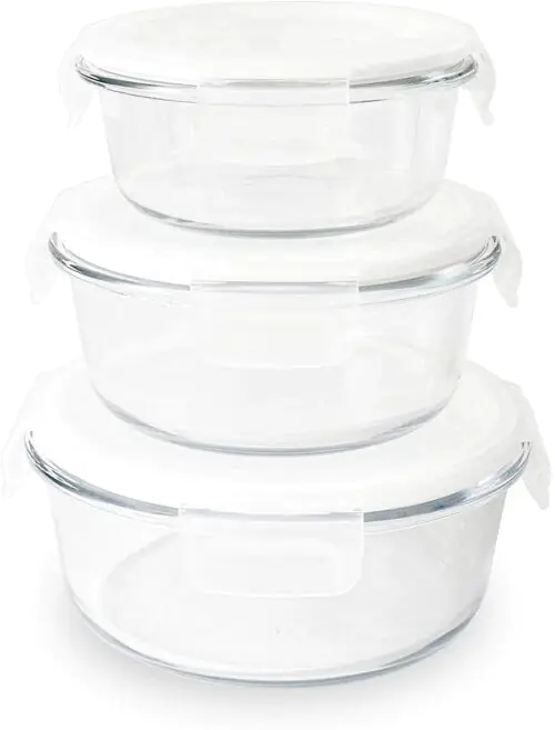 PEBBLY Сет от 3 бр. кръгли стъклени кутии за храна с различни размери - 400