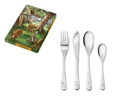 ZILVERSTAD Комплект детски прибори за хранене “Горски животни“ - 4 части