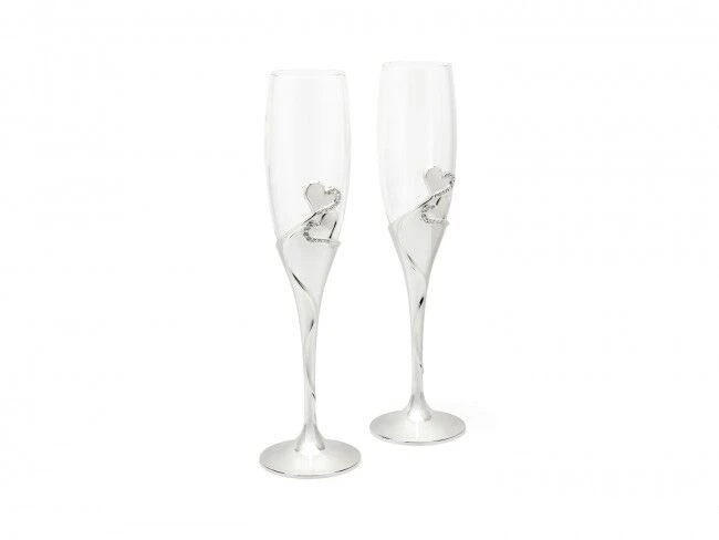 ZILVERSTAD Подаръчен сет чаши за шампанско със сребърно покритие “Heart“ – 2 броя