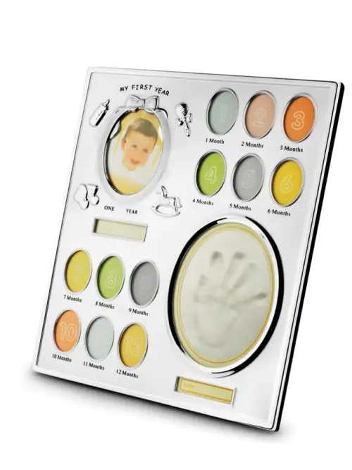 ZILVERSTAD Посребрен колаж за бебешки снимки и отпечатък "1-ва годинка"