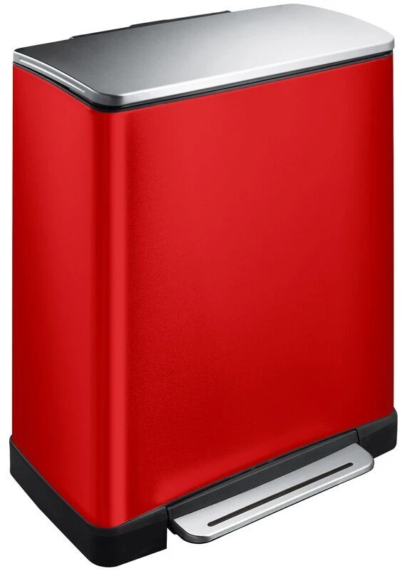 EKO Кош за разделно събиране на отпадъци с педал “E-CUBE“ – (28 + 18) литра – червен
