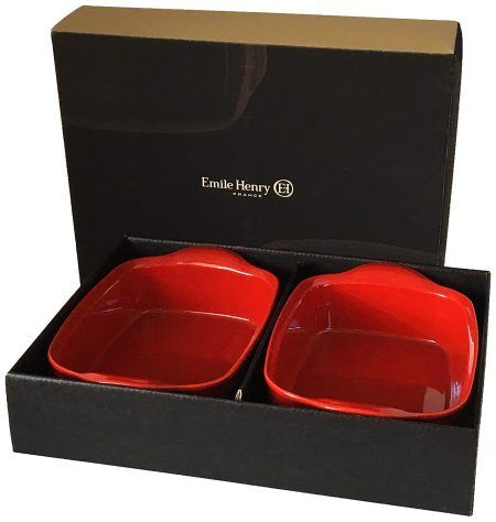 EMILE HENRY Подаръчен сет от 2 броя правоъгълни керамични форми за печене "ULTIME" - 22 x 14 см - цвят червен