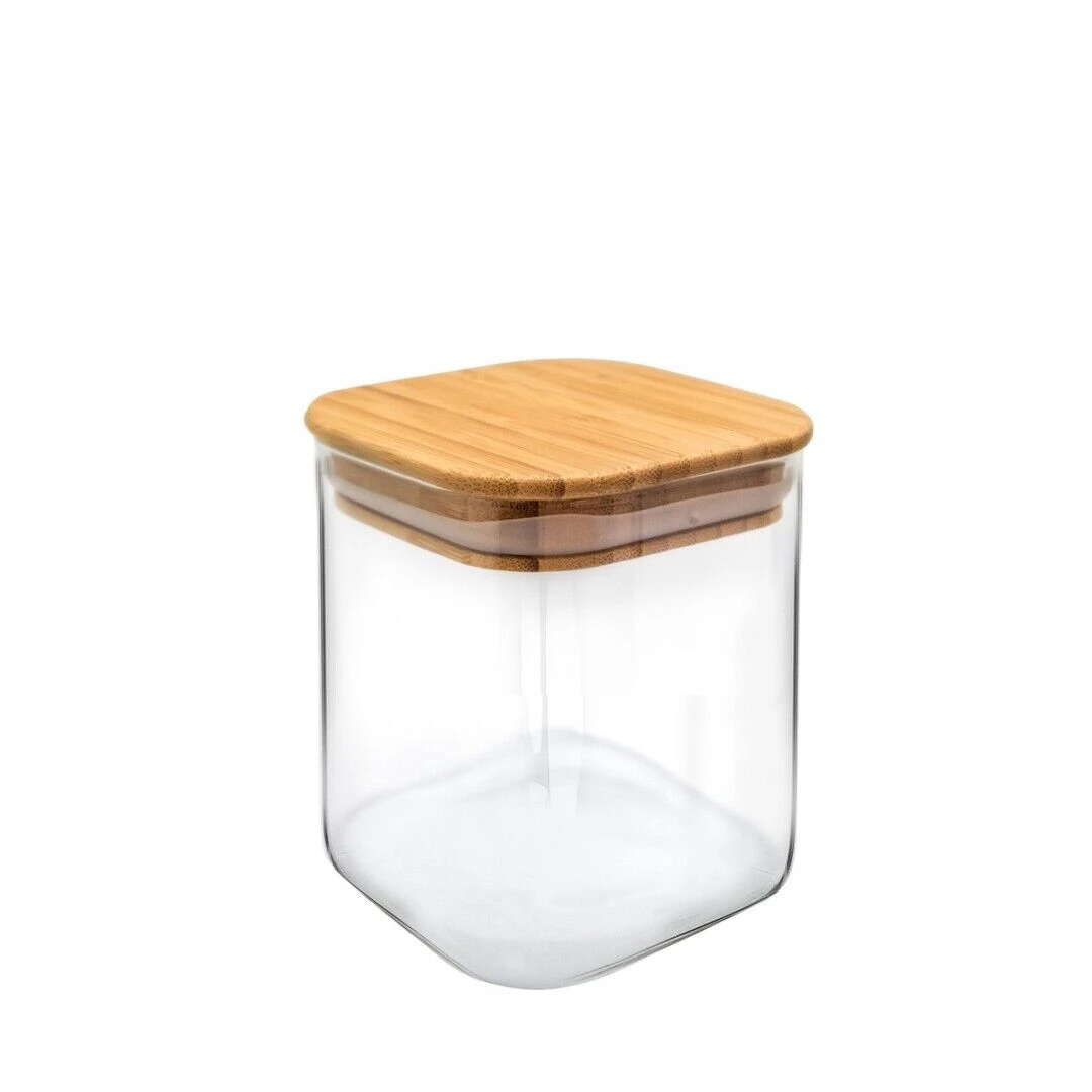 Nerthus Стъклен канистер за съхранение с бамбуков капак – 800 мл.