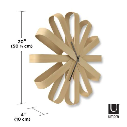 <p><span style="font-size: small;"><strong>UMBRA Дървен часовник за стена “RIBBONWOOD“ <br /></strong></span> •<strong> Цвят:</strong> натурално дърво<br /> • <strong>Размери:</strong> 51 х 51 х 10 см (ДхШхВ)<br />• <strong>Размер на опаковката: </strong>54 х 54 х 14 см<br />• <strong>Тегло:</strong> 0,44 кг<br />• <strong>Материал:</strong> дърво <br /> • <strong>Безшумен механизъм </strong><br />• <strong>Захранване: </strong>1 бр батерия АА ( не са включени) <br /><strong>Производител: UMBRA / Канада </strong><br /><em><strong>DESIGN: MICHELLE IVANKOVIC & UMBRA STUDIO</strong></em></p><br />Марка: Umbra HK Limited <br />Модел: UMBRA 118071-390<br />Доставка: 2-4 работни дни<br />Гаранция: 2 години