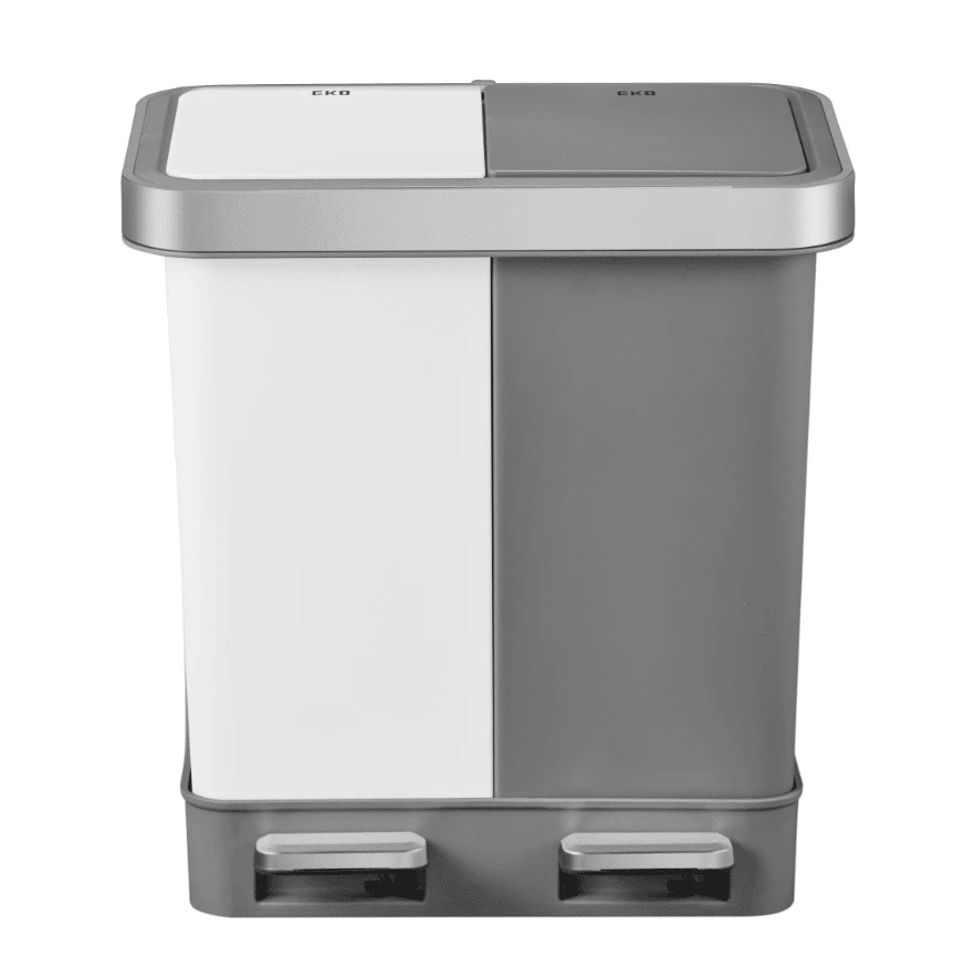 EKO Кош за разделно събиране на отпадъци с 2 педала “HANA DUO“ - бял/сив - 2 х 10 л.