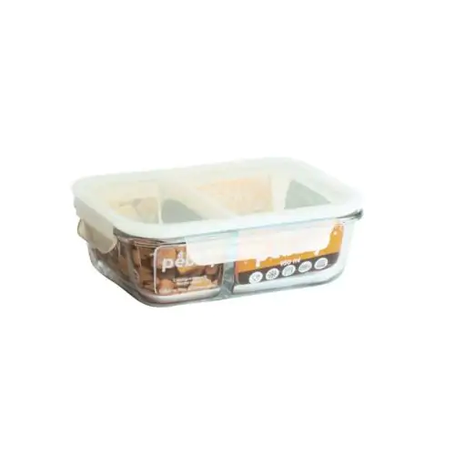 PEBBLY Стъклена кутия за храна с 2 отделения - 950 мл