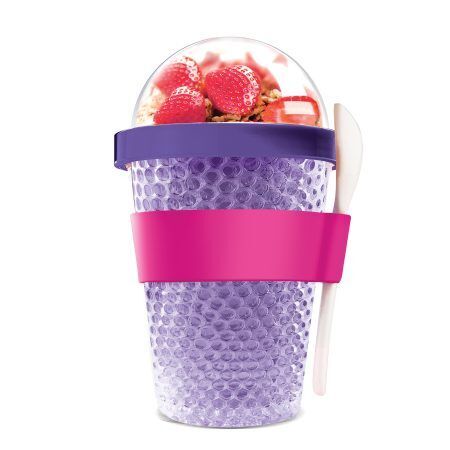 ASOBU Двустенна охлаждаща чаша с прибор “CHILL YO 2 GO“ - цвят лилав