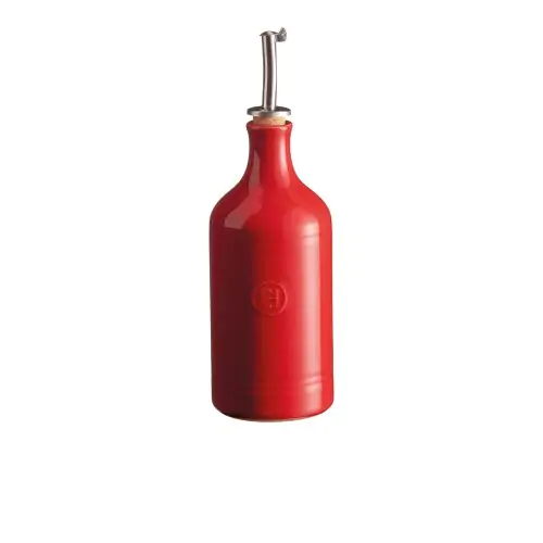 EMILE HENRY Керамична бутилка за олио с дозатор OIL CRUET - цвят червен