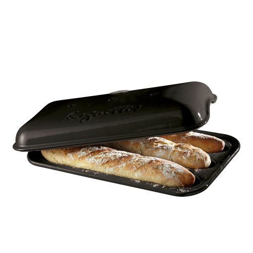 EMILE HENRY Керамична форма за печене на багети „BAGUETTE BAKER“ – 39,5 х 23 см – цвят черен