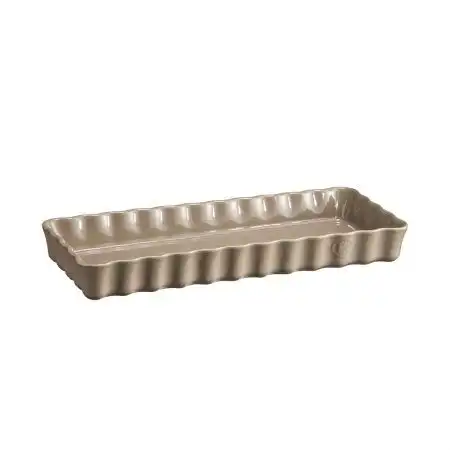 <p><strong>EMILE HENRY Керамична плитка провоъгълна форма за тарт "SLIM RECTANGULAR TART DISH" </strong><br />• <strong>Ръчно изработена от 100% естествени материали<br />• Устойчива на температури: </strong>- 20º С до + 270º С<strong><br />• Равномерно разпределение на топлината<br />• Задържа топлината на ястието по-дълго от обикновените съдове<br />• Висока устойчивост на надраскване <br /></strong>• <strong>Материал:  <span style="color: #ff0000;">HR® Ceramic (High Resistance) <span style="color: #000000;">/ </span></span></strong><span style="color: #ff0000;"><span style="color: #000000;">Високо устойчива керамика</span></span><strong><span style="color: #ff0000;"><span style="color: #000000;"> / </span><br />• <span style="color: #000000;">Без съдържание на олово, кадмий и никел</span><br /><span style="color: #000000;">• Външен размер вкл.дръжките: </span></span></strong><span style="color: #ff0000;"><span style="color: #000000;">36,5 х 15 х 5 см</span></span><span style="color: #ff0000;"><br /><strong><span style="color: #000000;">• Вътрешен размер: </span></strong><span style="color: #000000;">34,5 х 13 х 4</span><span style="color: #000000;"> см<br /></span></span><span style="color: #ff0000;"><span style="color: #000000;">• <strong>Вместимост:</strong> 1,3 литра</span><br /><span style="color: #000000;"><strong>• Тегло: </strong>1,09 кг</span><br /><span style="color: #000000;">• <strong>Цвят: </strong>сиво <strong>-</strong>бежов</span><br /><span style="color: #000000;">• <strong>Подходяща за: </strong>фурна / микровълнова фурна / фризер / съдомиялна машина</span><br /><strong><span style="color: #000000;">Производител: EMILE HENRY / Франция</span></strong></span></p><br />Марка: Emile Henry <br />Модел: EH 6034-95<br />Доставка: 2-4 работни дни<br />Гаранция: 2 години