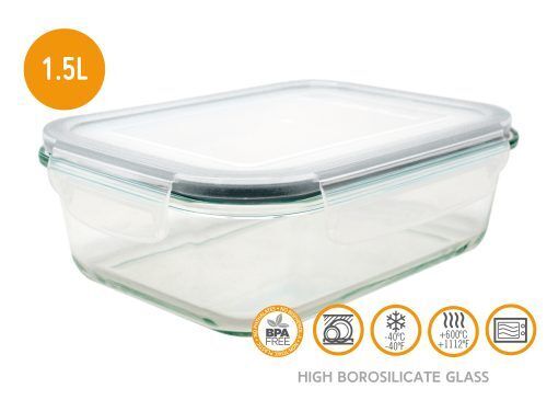 <br /><hr><br /><p>Стъклена кутия за храна с херметическо затваряне - 1,5 л.</p>
<p><span>Тегло: 1,500 кг.</span><br /><span>Материал: Висококачествено боросиликатно стъкло; BPA FREE пластмаса</span><br /><span>Капацитет: 1.500 л.</span><br /><span>Производител: </span><strong>Vin Bouquet, Испания</strong><br /><br /></p><br />Марка: Vin Bouquet <br />Модел: VB FIH 301<br />Доставка: 2-4 работни дни<br />Гаранция: 2 години