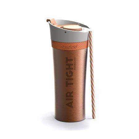 ASOBU Двустенна термо чаша "FRESH N GO" с вакуумна изолация и система AIR PUMP - 500 мл - цвят оранжев