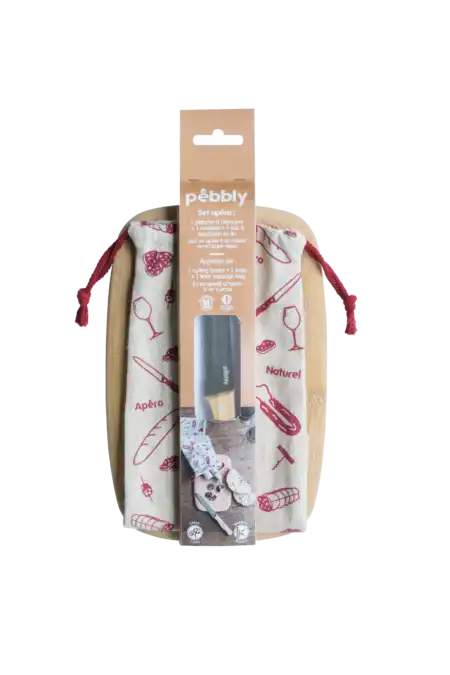 <p><strong>PEBBLY Комплект за колбаси - дъска, нож и торбичка за съхранение</strong><br /><strong>• Материали:</strong><span> бамбук, стомана, лен</span><br /><strong>• Комплектът съдържа:<br /></strong><span> - Нож за колбаси - 21 см.</span><br /><span> - Дъска за рязане - 23 х 15 х 2 см.<br /></span><strong><strong><strong> - </strong></strong></strong>Ленена торба - 28 х 12 см.<strong><strong><strong><br />• Ножът и дъската не са подходящи за съдомиялна машина</strong></strong><br /></strong><strong>Производител: PEBBLY / Франция</strong></p><br />Марка: PEBBLY <br />Модел: PEBBLY NBA200<br />Доставка: 2-4 работни дни<br />Гаранция: 2 години