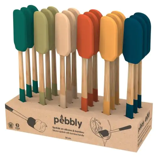 PEBBLY Бамбукова силиконова шпатула 25 см. - различни пастелни цветове