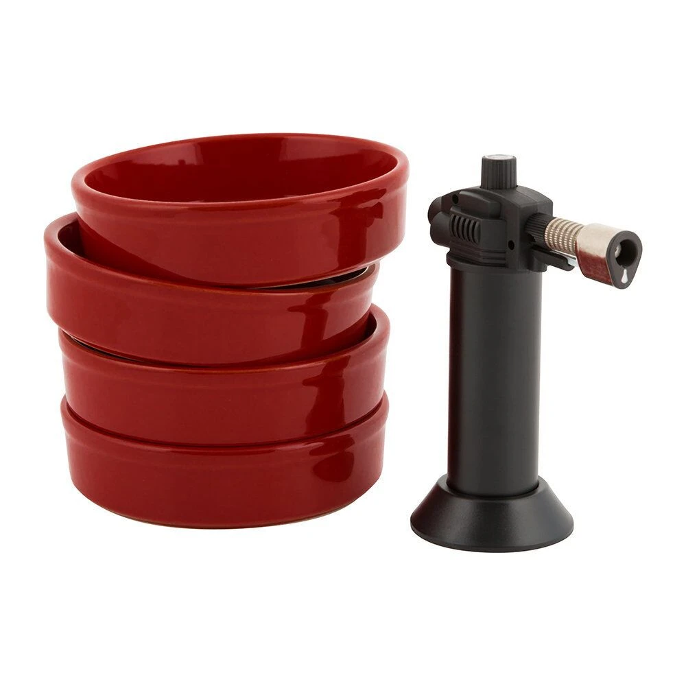 EMILE HENRY Подаръчен сет за крем брюле с горелка – цвят червен