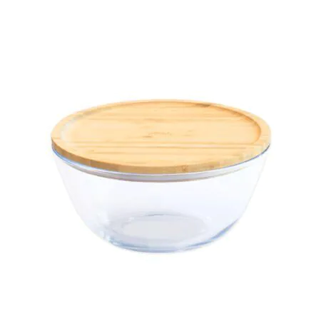 PEBBLY Стъклена купа с бамбуков капак - 2
