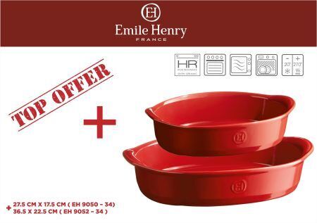 EMILE HENRY Комплект от 2 броя керамични форми за печене "OVAL OVEN DISH " -цвят червен