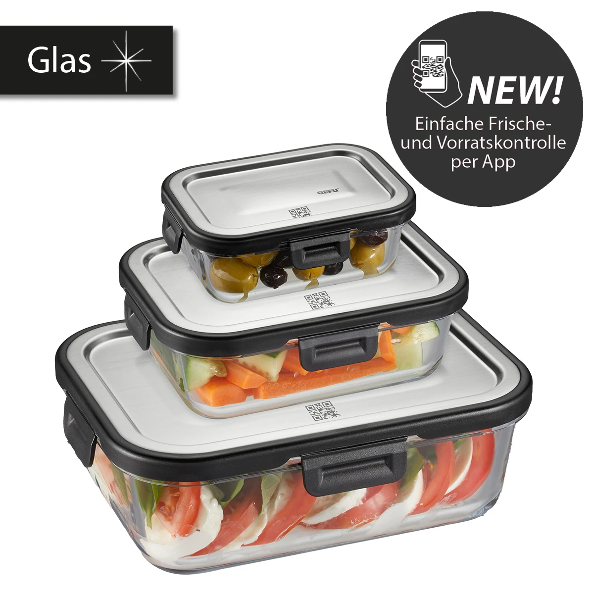 GEFU Комплект от 3 бр. стъклени кутии за храна “MILO“