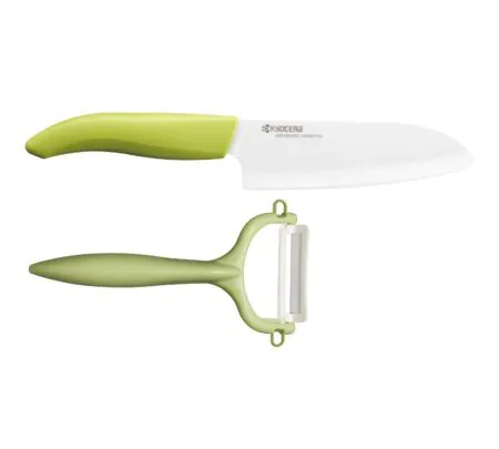 KYOCERA Комплект керамичен нож серия "GEN" и белачка - цвят зелен