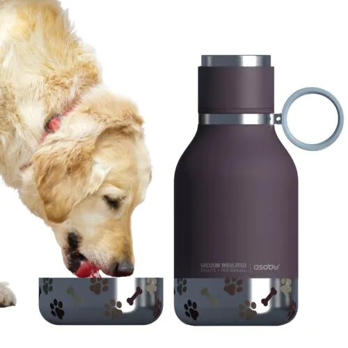 ASOBU Термобутилка с купичка за куче “DOG BOWL“ - 1000 мл - цвят бургунди