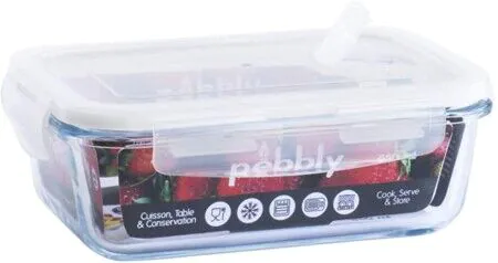 PEBBLY Правоъгълна стъклена кутия за храна - 850 мл.